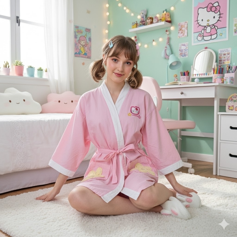 Rare 1997 Hello Kitty Cotton Robe One Size
